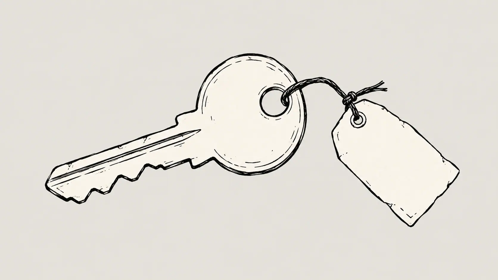 A key with a blank paper tag